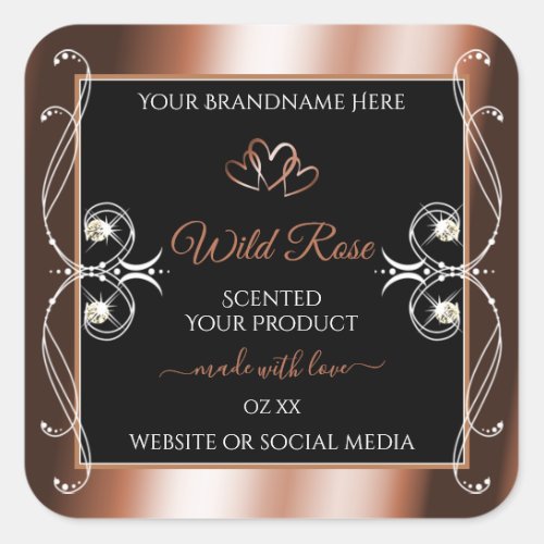 Luxurious Black and Rose Gold Decor Product Labels
