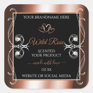 Luxurious Black and Rose Gold Decor Product Labels