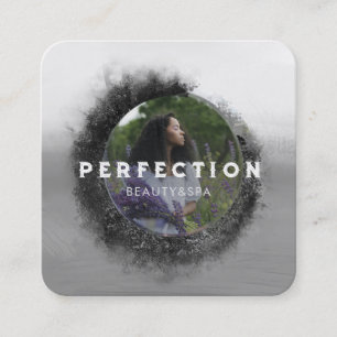 Luxurious Black and White circle Frame Photo Square Business Card