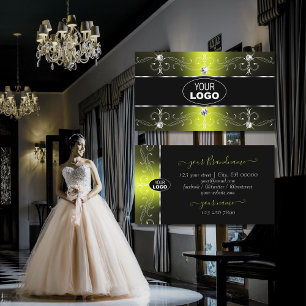 Luxurious Black and Yellow Ornate Borders Add Logo Business Card