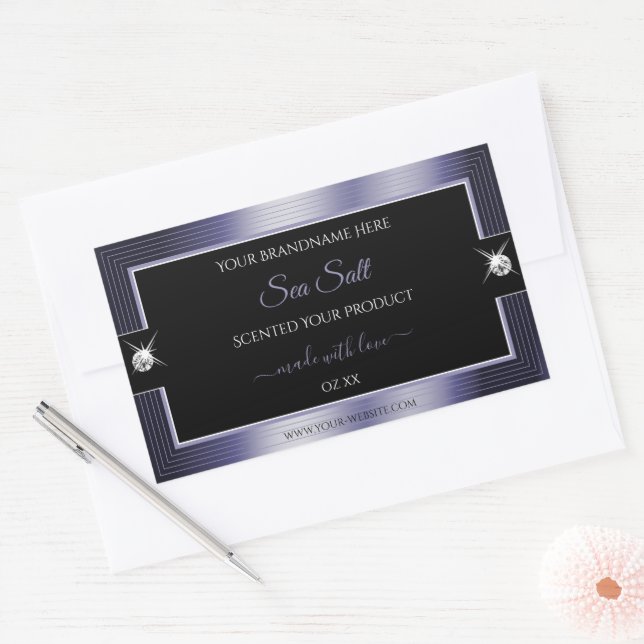 Luxurious Black Blue Shiny Brilliant Product Label (Envelope)