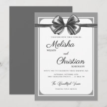 Luxurious Black Bow Wedding Invitation.