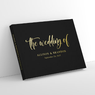 Luxurious Black Calligraphy Foil Wedding Foil Guest Book