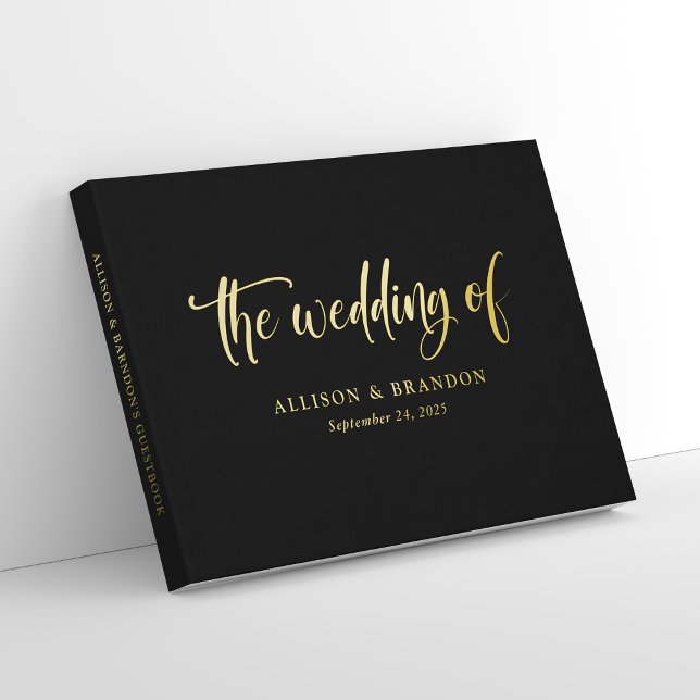 Luxurious Black Calligraphy Foil Wedding Guest Book (Personalized Luxurious Black Calligraphy Foil Wedding Guest Book)