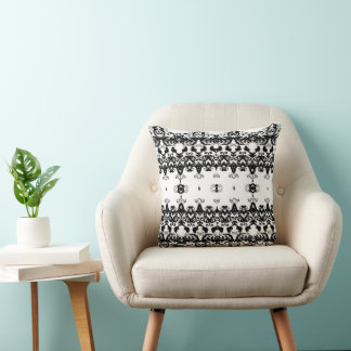Luxurious Black Cushion with Ornamental