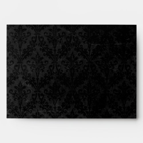 Luxurious Black Damask Linen A_7 Envelope