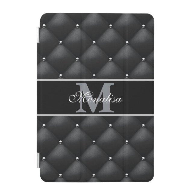 luxurious black design monogramed personalized   iPad mini cover (Front)