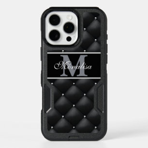 luxurious black design monogramed personalized iPhone 16 pro max case