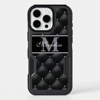 luxurious black design monogramed personalized   iPhone 16 pro max case