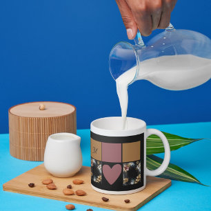 luxurious black gold agate floral marble  mug