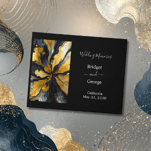 luxurious black gold agate marble wedding guest book