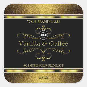 Luxurious Black Gold Borders Product Labels Logo