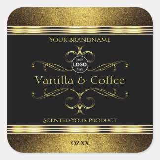 Luxurious Black Gold Borders Product Labels Logo
