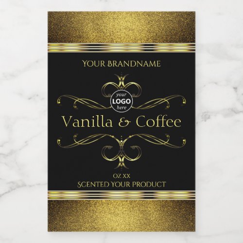 Luxurious Black Gold Borders Product Labels Logo