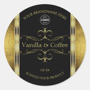 Luxurious Black Gold Borders Product Labels Logo