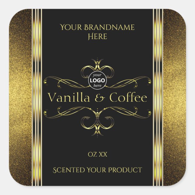 Luxurious Black Gold Borders Product Labels Logo (Front)