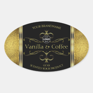 Luxurious Black Gold Borders Product Labels Logo