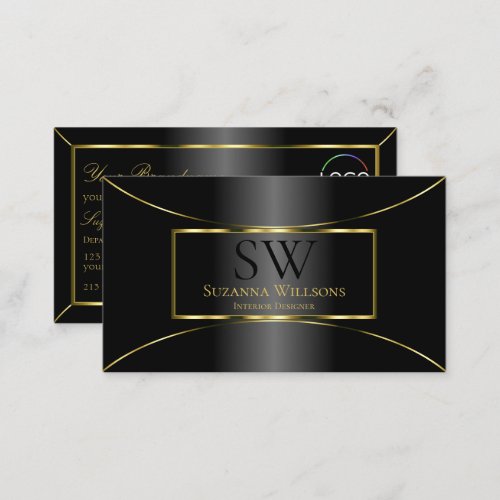 Luxurious Black Gold Decor with Monogram and Logo Business Card