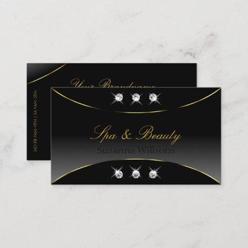 Luxurious Black Gold Decor with Sparkle Diamonds Business Card