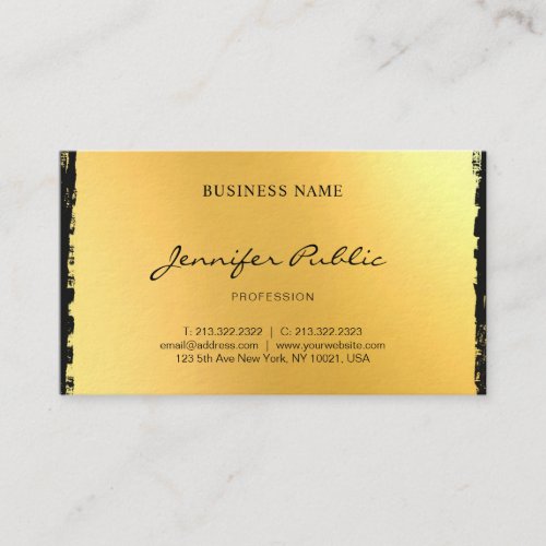 Luxurious Black Gold Elegant Modern Script Plain Business Card