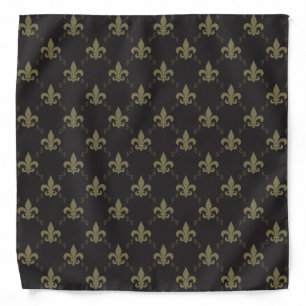 Luxurious Black Gold Fleur de Lis Bandana