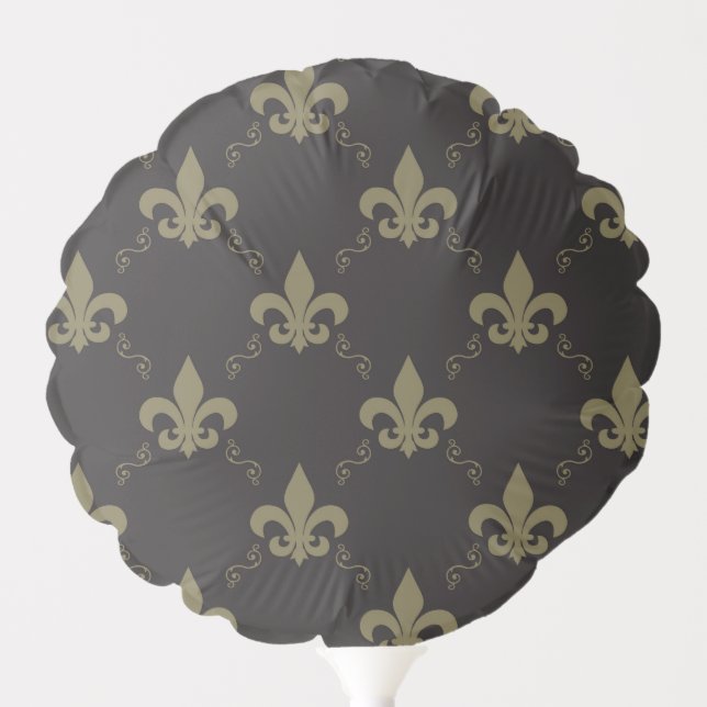 Luxurious Black Gold Fleur De Lis Pattern Balloon (Front)