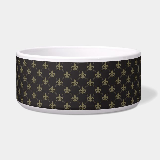 Luxurious Black Gold Fleur De Lis Pattern Bowl (Front)
