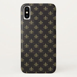 Luxurious Black Gold Fleur De Lis Pattern iPhone X Case