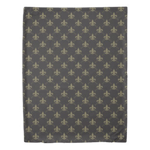Luxurious Black Gold Fleur De Lis Pattern Duvet Cover