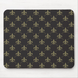 Luxurious Black Gold Fleur De Lis Pattern Mouse Pad