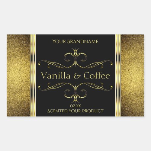 Luxurious Black Gold Glitter Borders Product Label