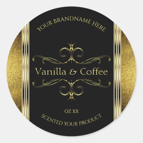 Luxurious Black Gold Glitter Borders Product Label