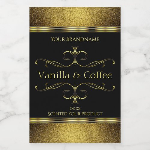 Luxurious Black Gold Glitter Borders Product Label