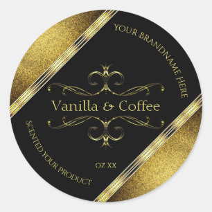 Luxurious Black Gold Glitter Borders Product Label