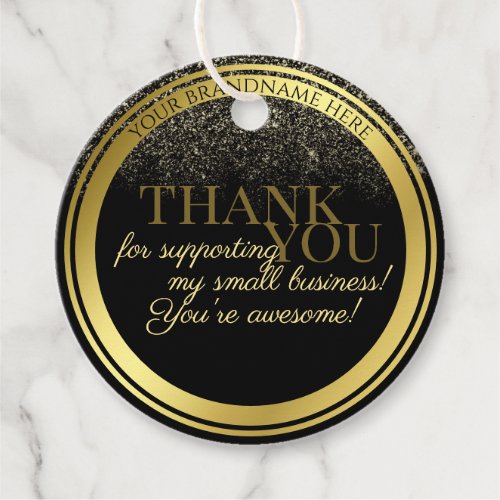 Luxurious Black Gold  Glitter Packaging Thank You Favor Tags