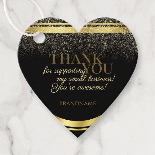 Luxurious Black Gold  Glitter Packaging Thank You Favor Tags