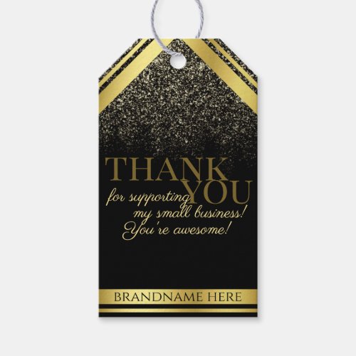 Luxurious Black Gold  Glitter Packaging Thank You Gift Tags