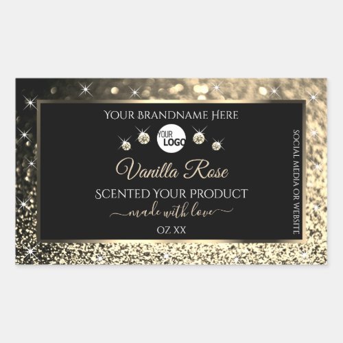 Luxurious Black Gold Glitter Product Labels Logo 