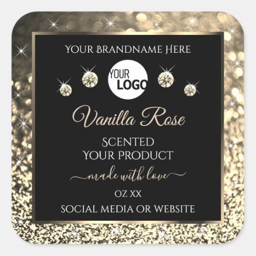 Luxurious Black Gold Glitter Product Labels Logo