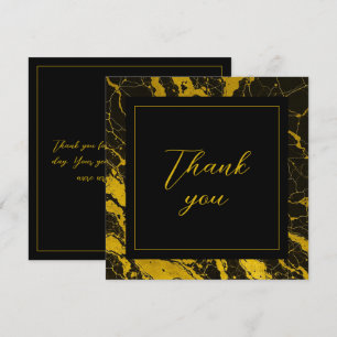Luxurious Black & Gold Marble Sweet 16 Birthday Thank You Card