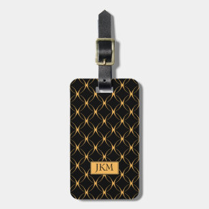 luxurious black gold Metal monogram personalize Luggage Tag