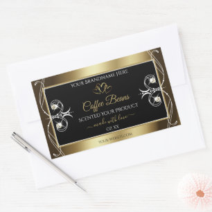 Luxurious Black Gold Product Label Shimmery Jewels
