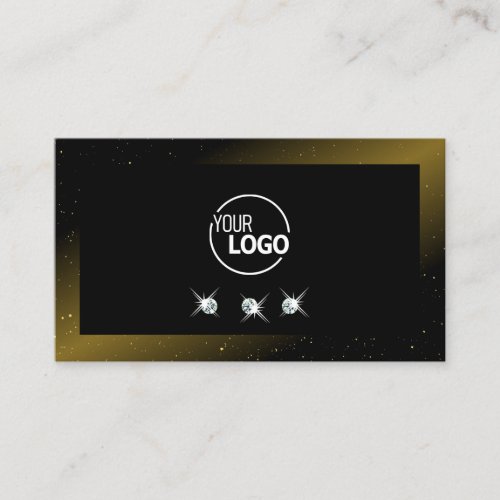 Luxurious Black Gold Sparkling Diamonds with Logo Business Card