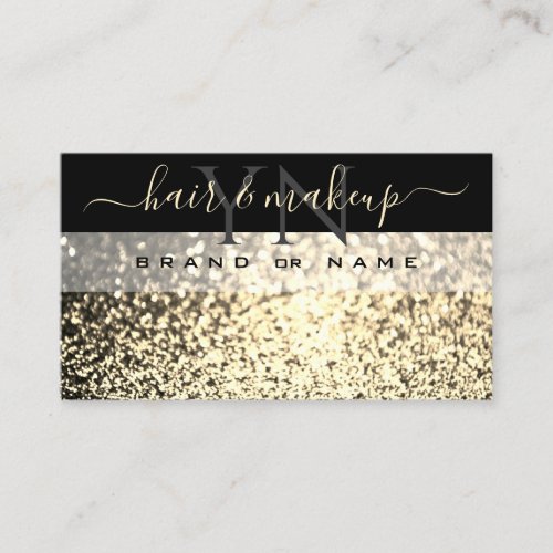Luxurious Black Gold Sparkling Glitter Monogram Business Card