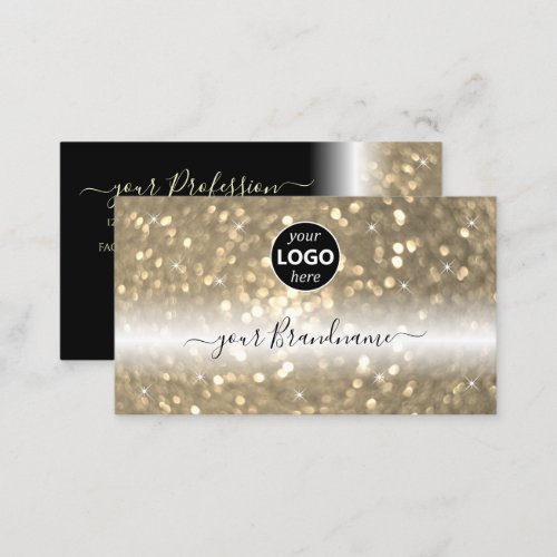 Luxurious Black Gold Sparkling Glitter with Logo Business Card