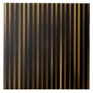 Luxurious Black Gold Stripes Ceramic Tile