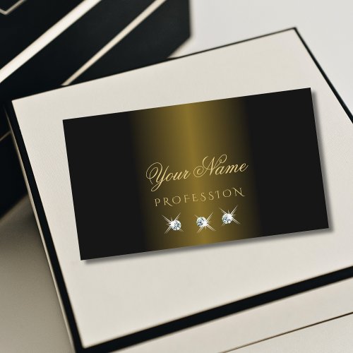 Luxurious Black Golden Sparkling Diamonds Elegant Business Card