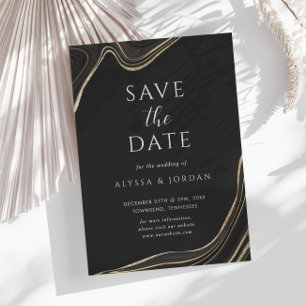 Luxurious black marble background with gold lining invitation