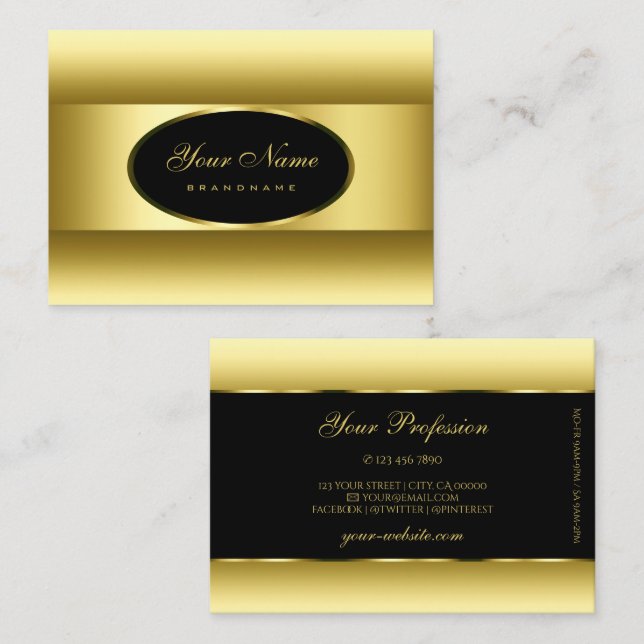 Luxurious Black Ochre Gold Ombre Golden Oval Frame Business Card (Front/Back)