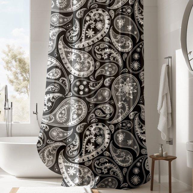 Luxurious Black Paisley Shower Curtain (Creator Uploaded)